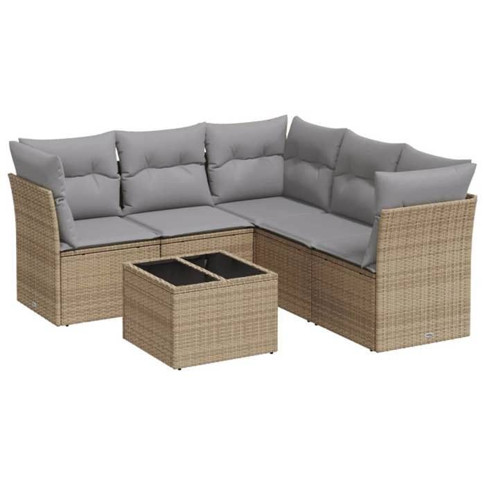 VidaXL Garden Lounge Set with Cushions 6 Pcs Beige Braided Resin 3217629