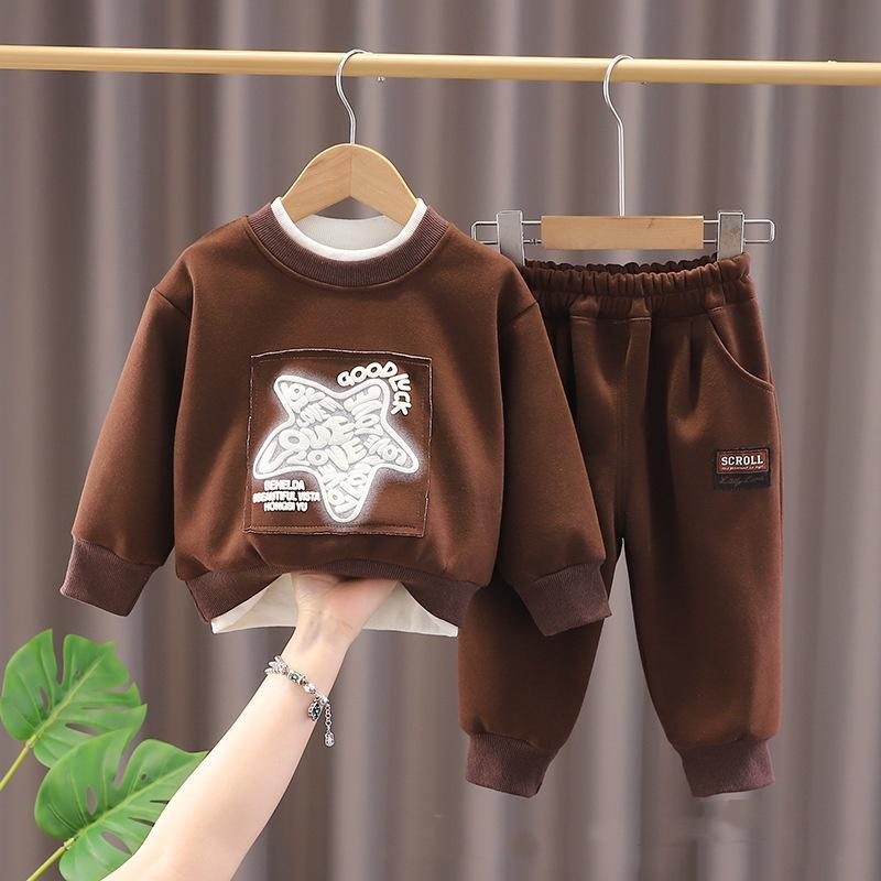 Baumwollpullover für Jungen Herbst Kinder Freizeit Westernstil Kinder Frühling und Herbst Schlupfpullover Anzug