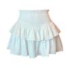 White chiffon cake skirt women's summer small high waist thin sweet lotus leaf edge a word puffy skirt