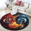 Yin Yang Tigers Round Area Rug,Carpet Rug for Living Room Bedroom Sofa Playroom Decor,Non-slip Floor Mat