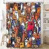 Cat Shower Curtain Cute Funny Pet Animal Pattern Bathroom Decor Waterproof Liner Vintage Home Decor Gift Idea Novelty Washable F