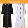 Robe de Padre Feminino com Gola Alta, Batina Romana, Cinto, Estilo de Rua, Branco/preto, XS-5XL