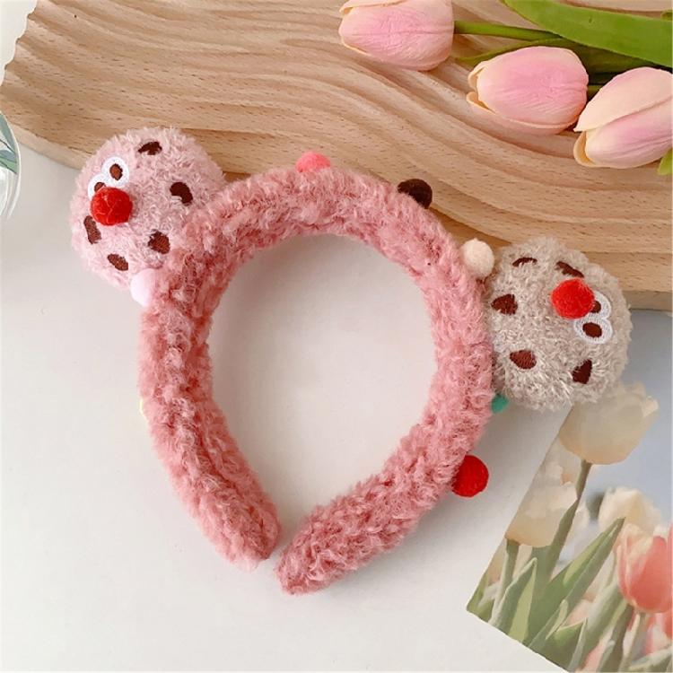 3D Plush Cartoon Cookie Headband Cute Stuffed Hair Hoop Makeup Fuzzy Headdress