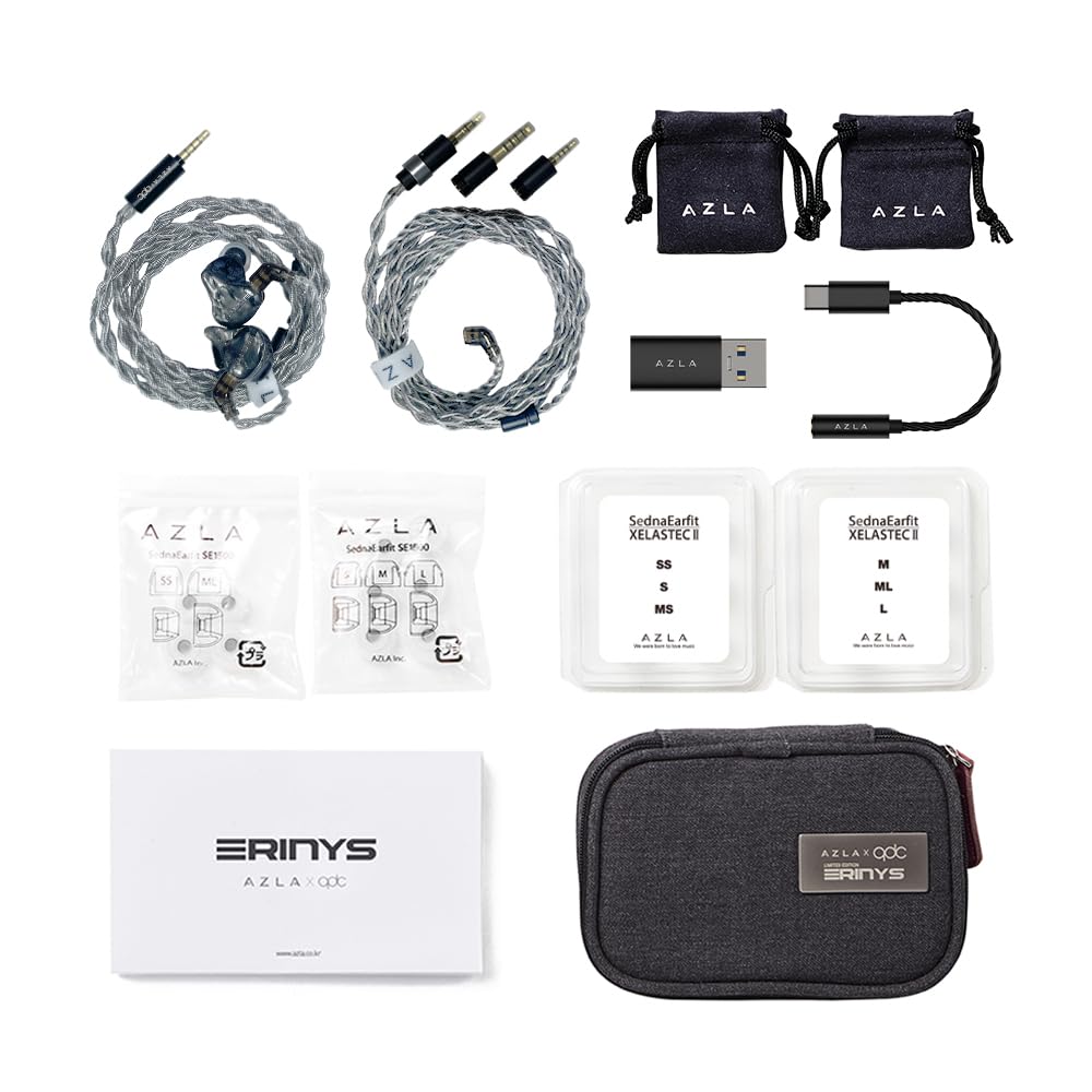 AZLA ERINYS II qdc Collaboration Limited Edition Gaming Earphones x 1 DD x 1 Hybrid Includes Switchable Cable Microphone SednaEarfit II Ear Monitors