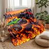 Fire-Racing Monster Trucks Theme Blanket Lightweight Warm Flannel Blanket Decorative Throw Blanket for Home Decoration