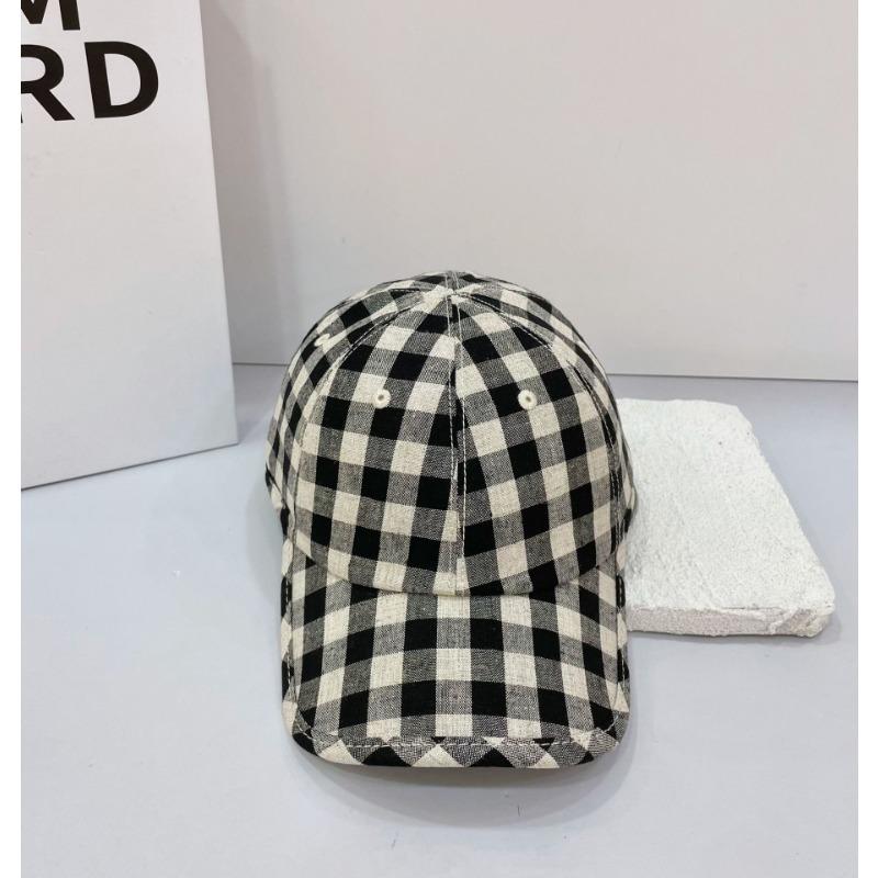 New Baseball Cap Hemming Plaid Summer Millinery Hat Sunshade Sunscreen Breathable Large Head Circumference Adjustable