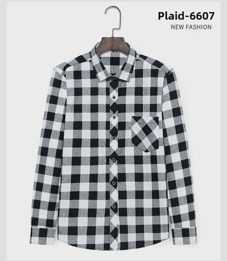 Pánská jarní flanelová košile s broušeným kostkovaným vzorem - ležérní styl