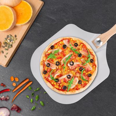 Prémiová hliníková špachtle na pizzu s kráječem Špachtle na pizzu se sklopnou dřevěnou rukojetí Špachtle na pizzu pro jakoukoli venkovní pizzu v interiéru