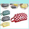 Stylish Checkerboard Pencil Case Large Capacity Canvas Stationery Bag