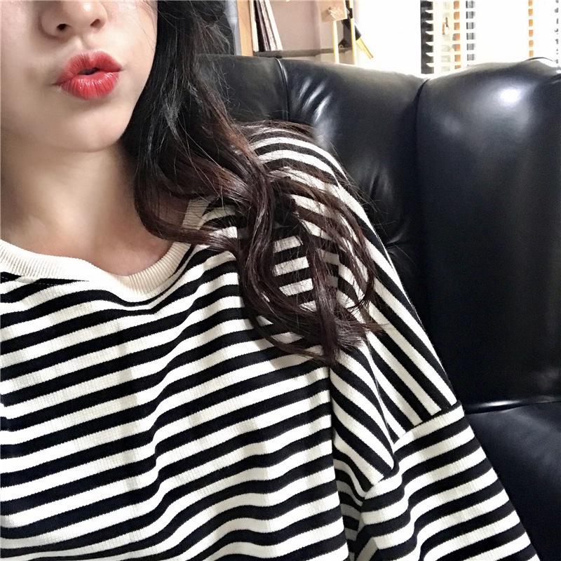 2025 Women's Korean Style Color Block Retro Stripe Hoodie - Spring/Autumn Casual Loose Fit