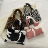 Stylish Soft Velvet Zebra Print Tote Bag Fashionable And Trendy Street Style Handbag