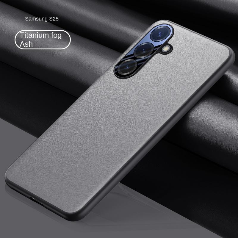 For Samsung Galaxy S25 25 Plus S25 Ultra Leather Metal Lens Integrated Air Cushion Anti-Drop Anti-Fingerprint Phone Case