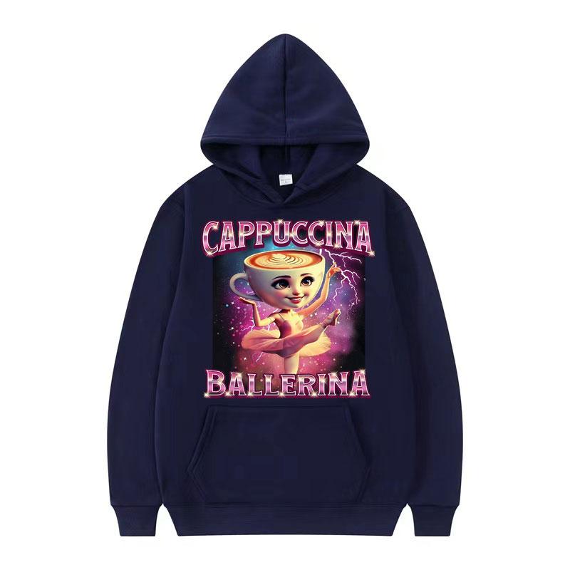 Cappuccina Ballerina Funnu Italian Brainrot Meme Hoodie Men Women Fashion Aesthetic Cute Sweatshirt Oversized Hoodies Streetwear