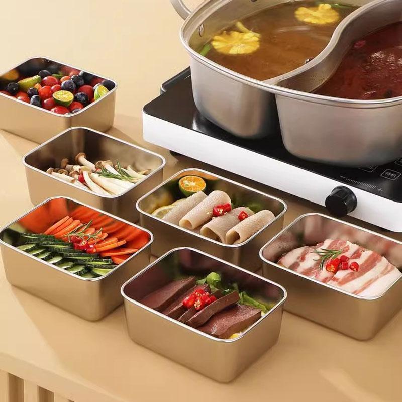 Stainless Steel Food Storage Box with Lid, Stackable Food Container, Reusable Food Storage Box, Office Metal Lunch Box
