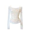 Ins Internet Celebrity Style Sexy White Yellow Bikini Three-point Strap Vacation Photo Lace Fart Curtain Pure Desire Wind