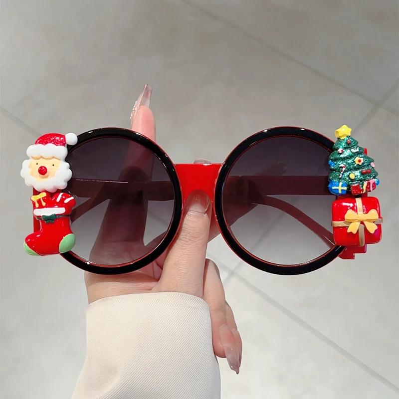 KAMMPT Large Round Sunglasses Stylish Cute Christmas Decorative Shades Trendy Gradient Original Festival Party Sun Eyeglasses
