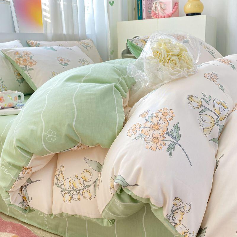 Sleep Grid 12868 Cotton Printed Four Piece Set