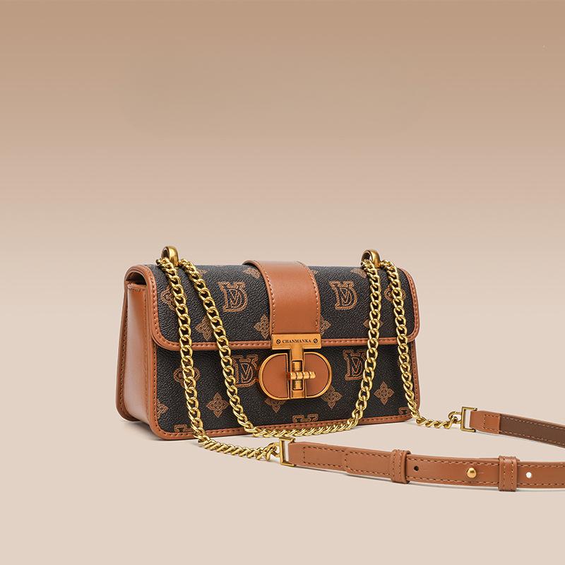 Textured Niche Underarm Bags for Women Autumn and Winter Printed Letters Small Square Bags High End Crossbody Bags