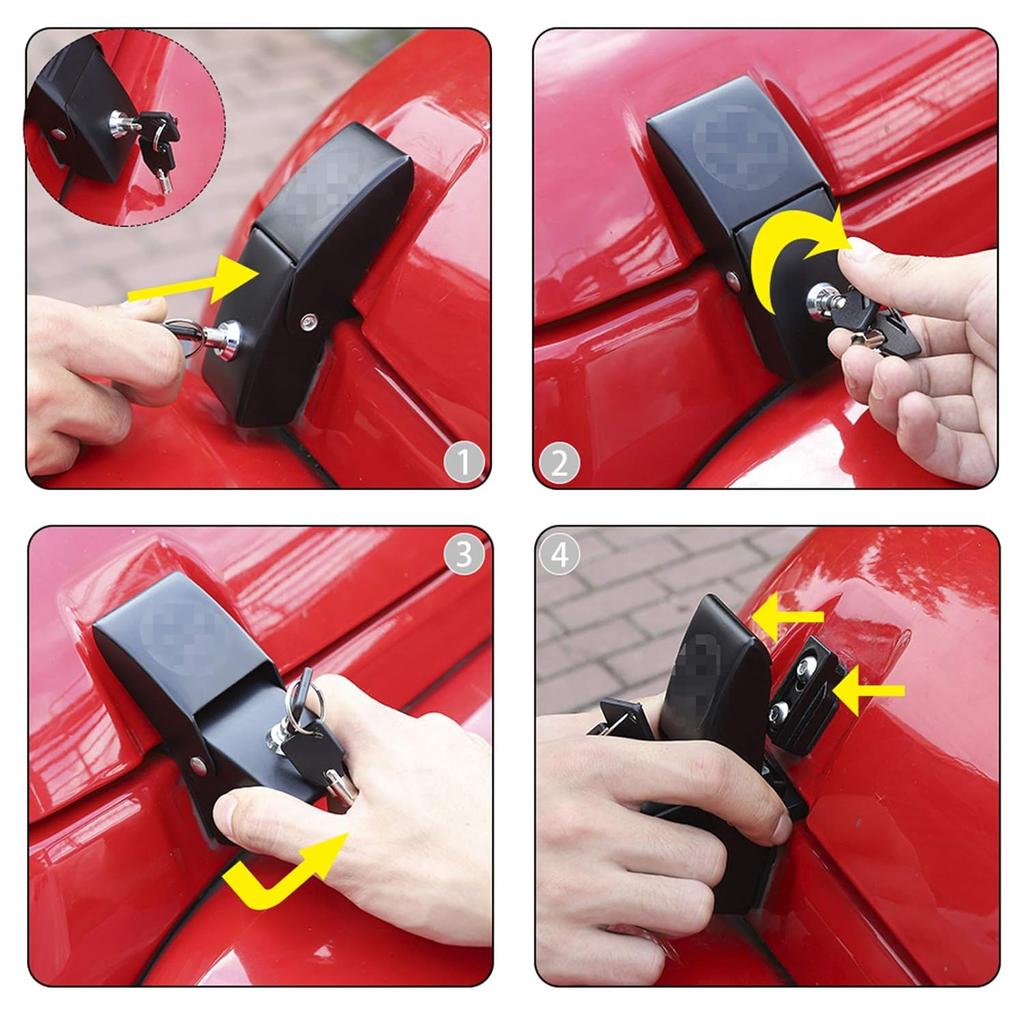JeCar Hood Latches Locking Hood Catch Kit Aluminum Alloy Hood Locks Compatible With Jeep Wrangler 2007-2018 JK JKU, 2018- JL JLU & - Gladiator JT,