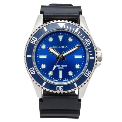CREPHA Men's Serdica Analog Watch with Blue Dial, Urethane Strap, and Japanese Movement