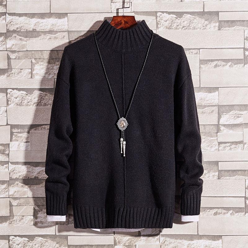 Roupas Tricot Masculino Cor Sólida Gola Alta Suéter de Gola Alta Suéter Masculino para Usar por Baixo