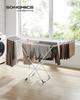 SONGMICS Clothes Drying Rack, Metal Laundry Drying Rack, Foldable, Space-Saving, Free-Standing Airer, with 2 Gullwings, Indoor Outdoor Use