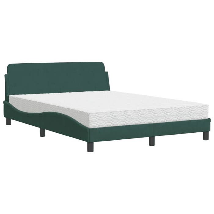 VidaXL Lit avec matelas vert foncé 140x190 cm velours 3208394