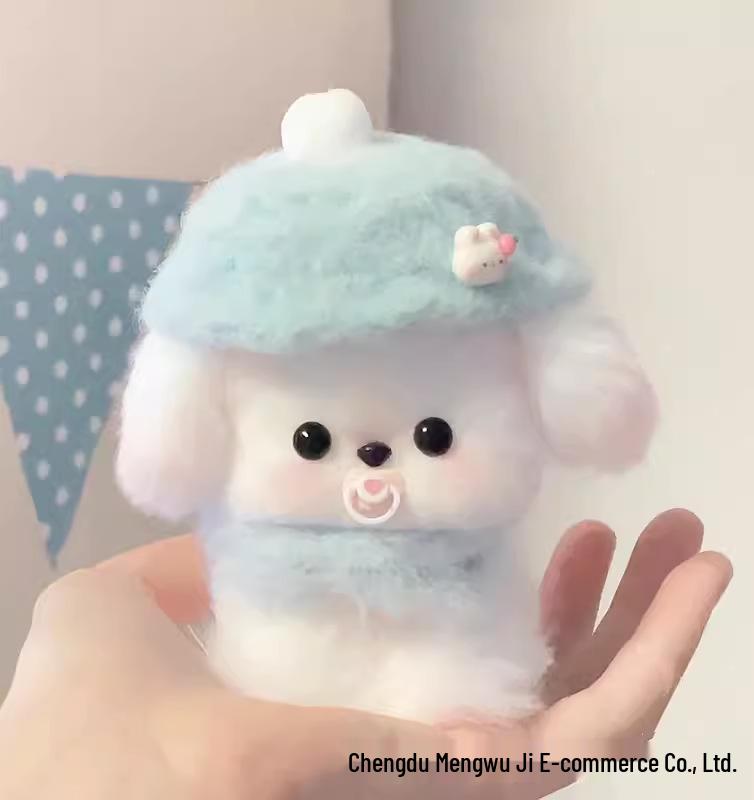 

Плюшевая кукла-щенок ручной работы, подарочный набор на день рождения, из шерсти, с кроличьим мехом и шениллом, для девушки