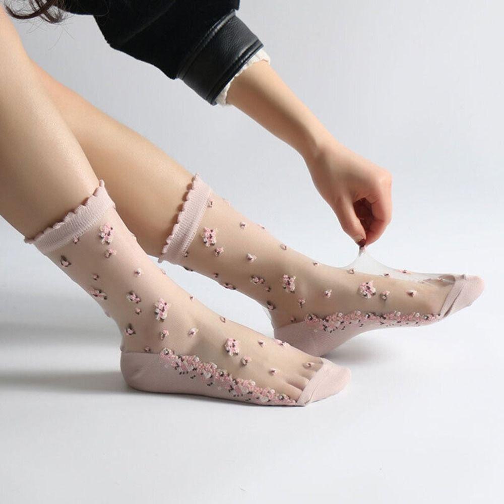 Elastic Flower Ankle Hosiery Transparent Sheer Ankle Sock Fashion Lace Summer Socks