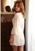 Elegant Lace Kimono Nightgown Robe - Women's All-Season Silk-Feel Homewear
