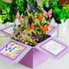 Tarjeta emergente de mariposa, ramo de flores de papel 3D hecho a mano, tarjeta de felicitación emergente para cumpleaños, aniversario, Día de la Madre