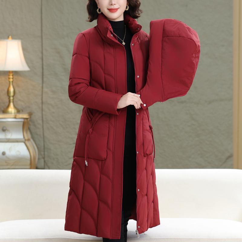 Παλτό Μεγάλου Μεγέθους XL-6XL για Γυναίκες Μέσης Ηλικίας Χειμερινά Μακριά Παρκά με Κουκούλα Χοντρά Ζεστά Καθημερινά Γυναικεία Μπουφάν