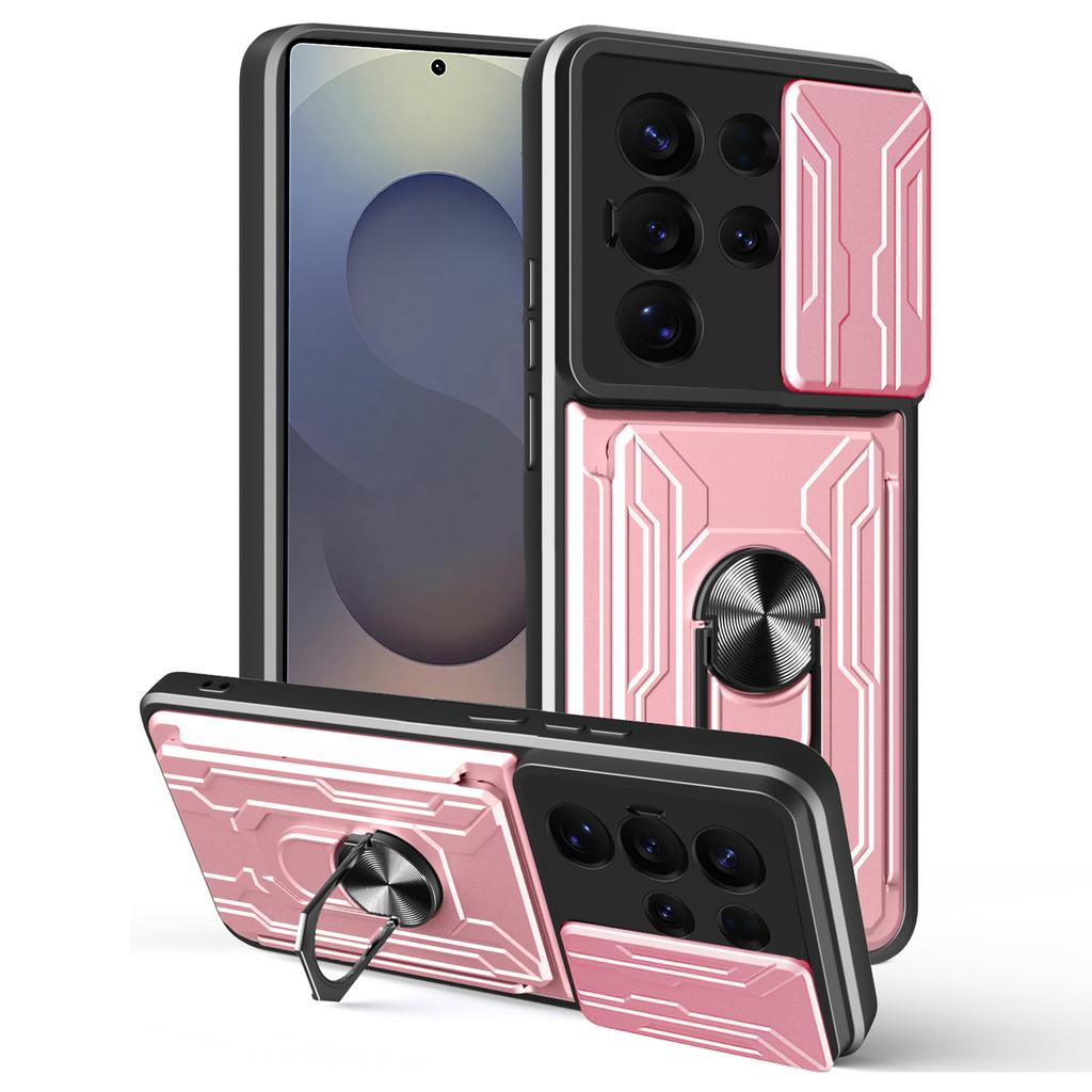 For Samsung Galaxy S25 Ultra Case PC+TPU Kickstand Phone Back Cover with Camera Slider