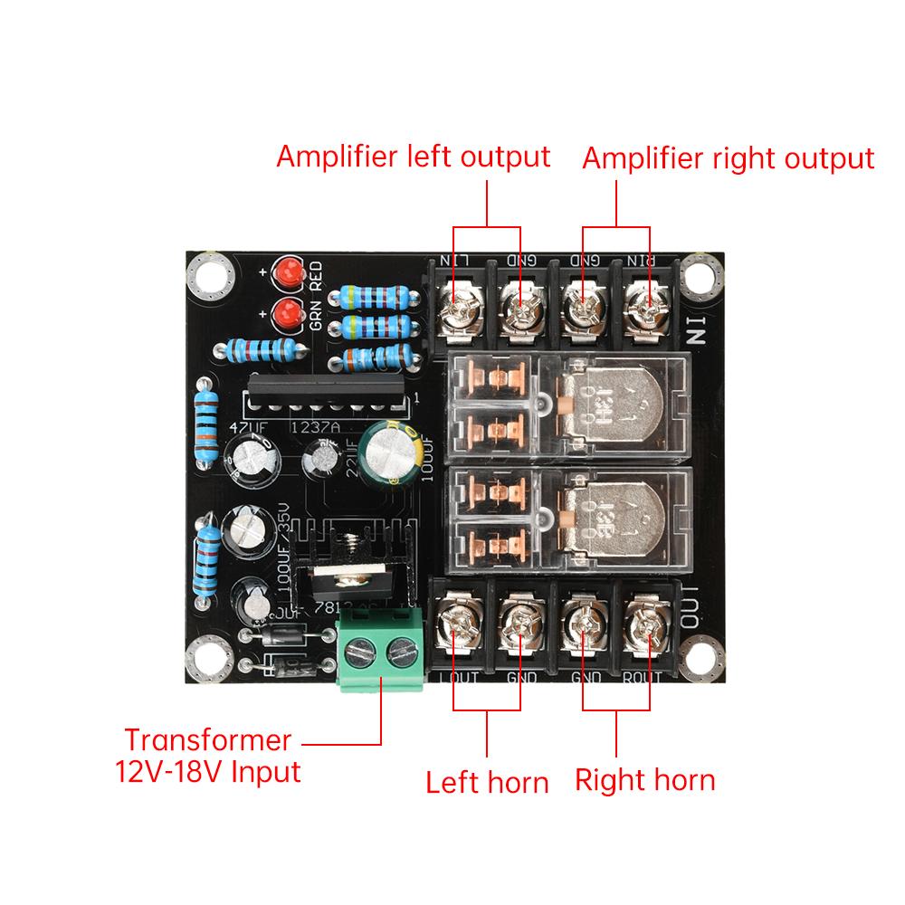 AC 12-18V UPC1237 Speaker Protection Board Dual Parallel Relay Speaker Protection Module with LED