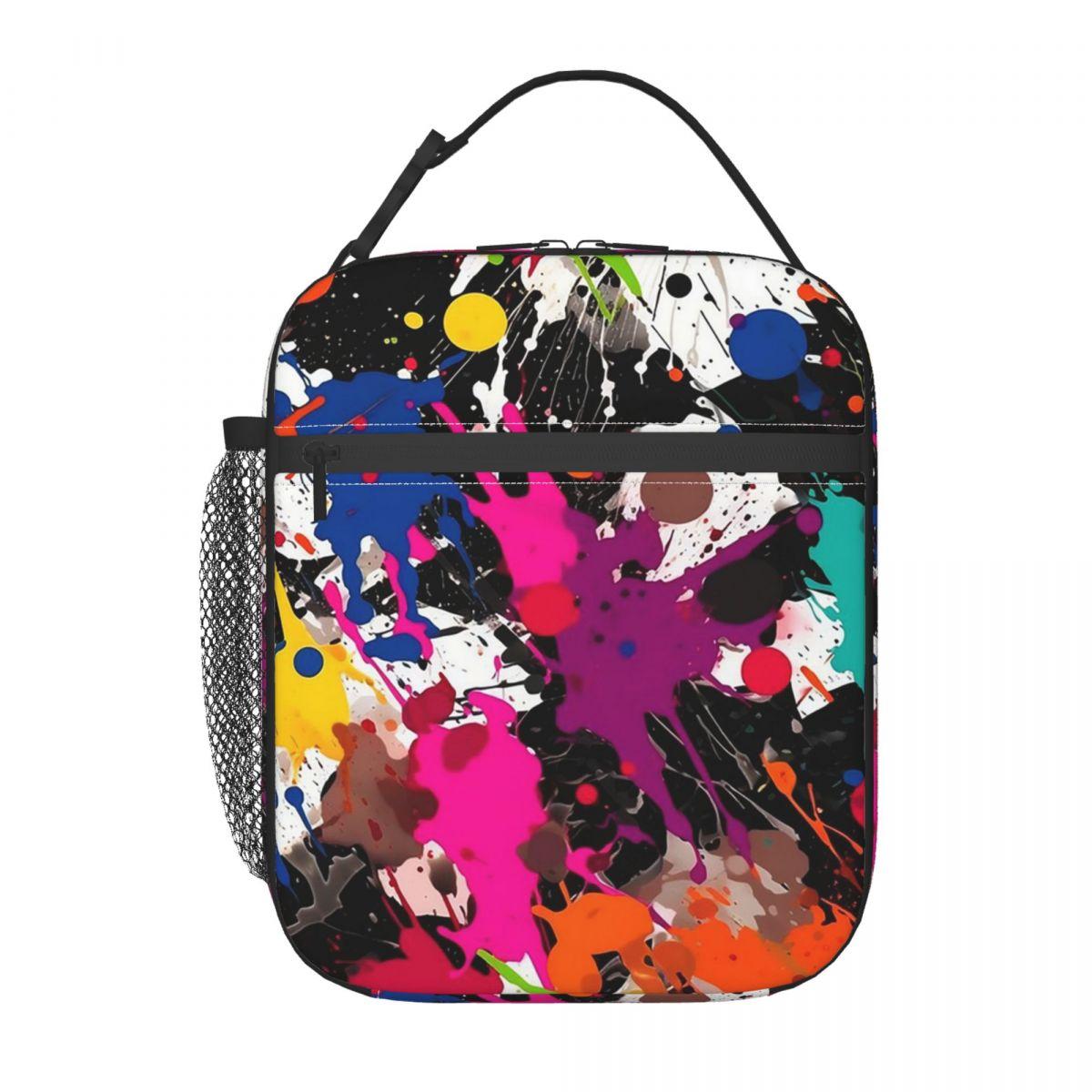 

Colorful Graffiti Splashing Insulated Lunch Bag for Kids School Cooler Thermal Food Box Tote Portable Lunch Boxes Container One Size