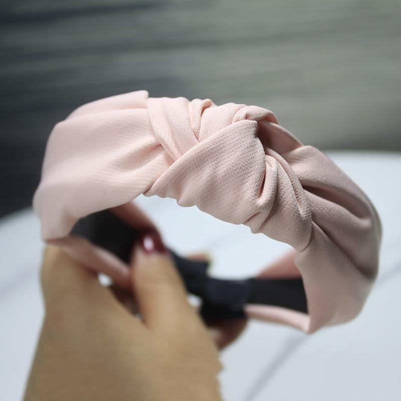 Lystrfac Solid Color Knotted Headband for Women Simple Fashion Hairband Wide-sided Hair Hoop Female Hair Accessories