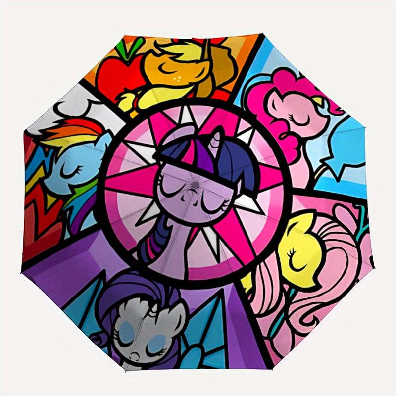 

1pc My Little Pony Friendship Automatic Open/close Folding Portable Umbrella with 8-Rib Structure for Women/Men, All-Season Use a0901071