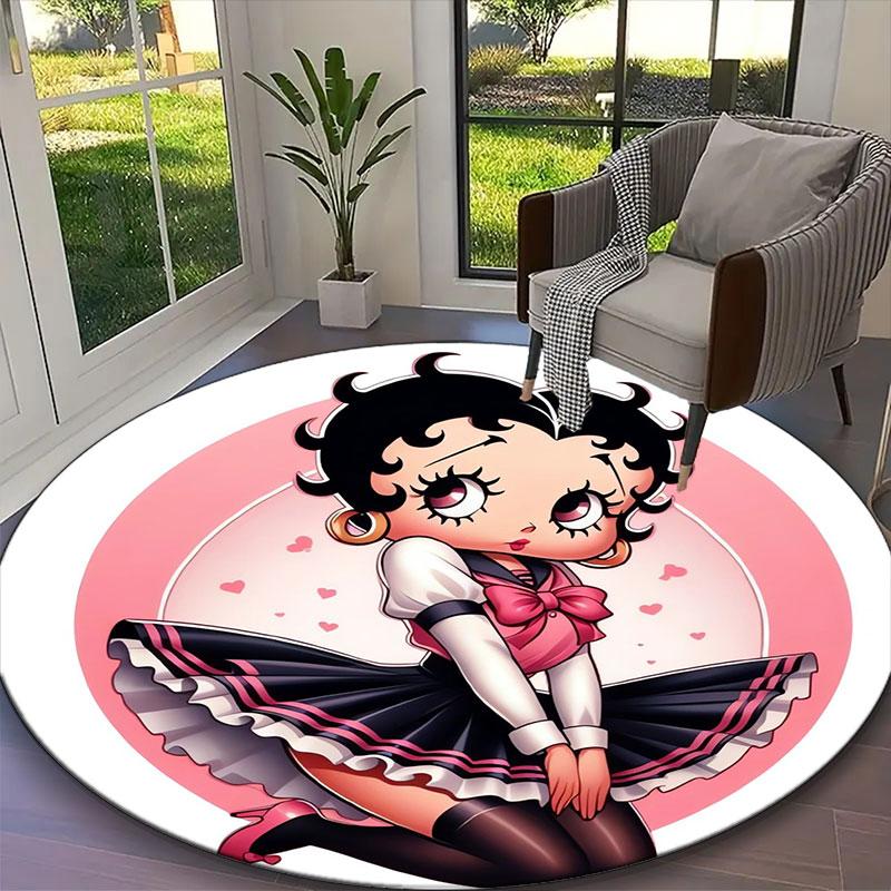 1pc Betty Boop Rug, Comfortable Printed Home Round Carpet, Cozy Office Chair Rug