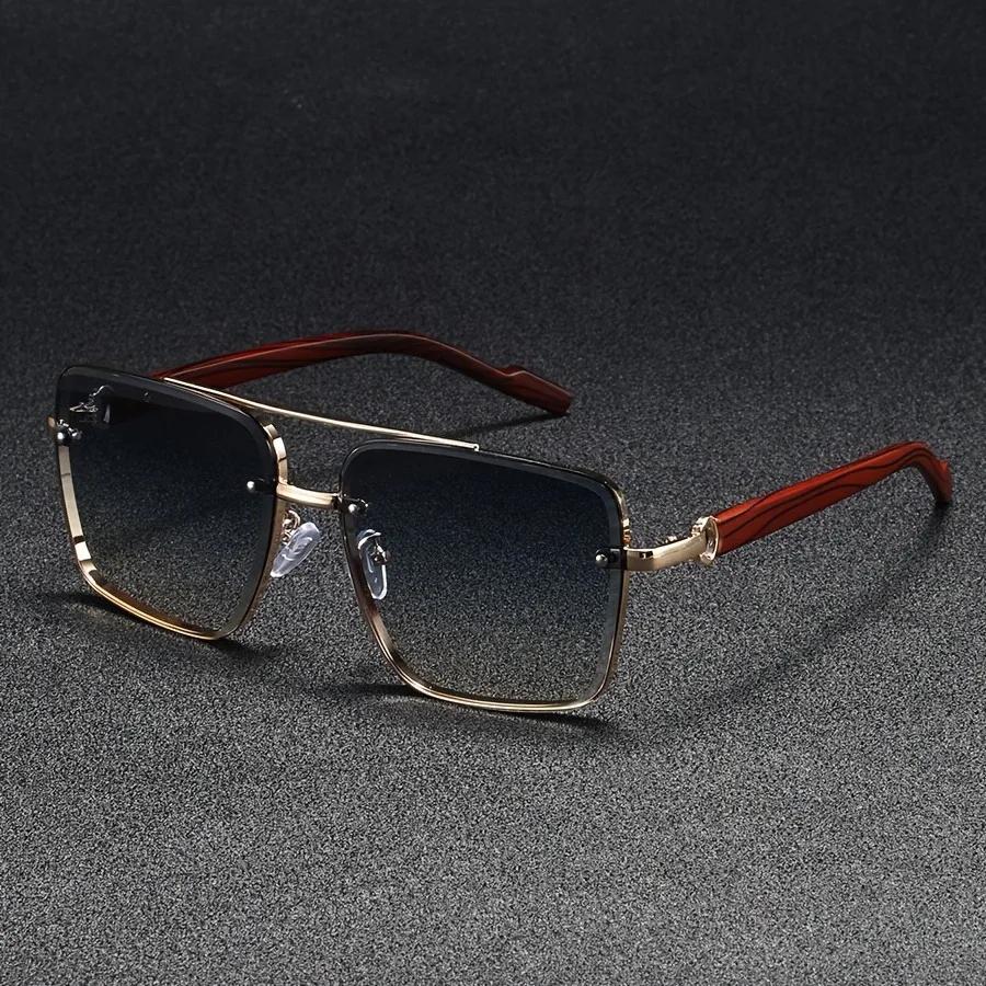 Stylish Vintage Square Metal Shades Women's Original Brand Designer Driving Sunglasses Latest Double Bridge Pilot Sun Eyeglasses