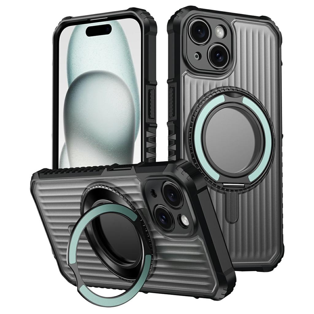 For iPhone 14 Magnetic Case with Kickstand PC+TPU Phone Back Cover