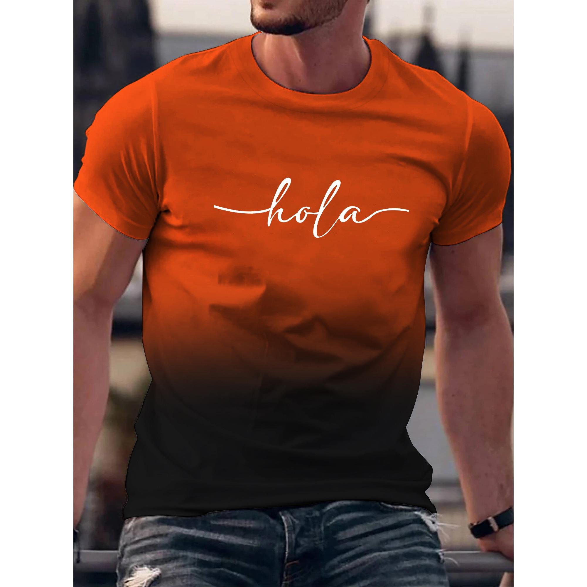 

Для мужчин Контрастные градиентные футболки Harajuku с коротким рукавом, топы для отдыха, мужские повседневные футболки с круглым вырезом, модные футболки с буквенным принтом M