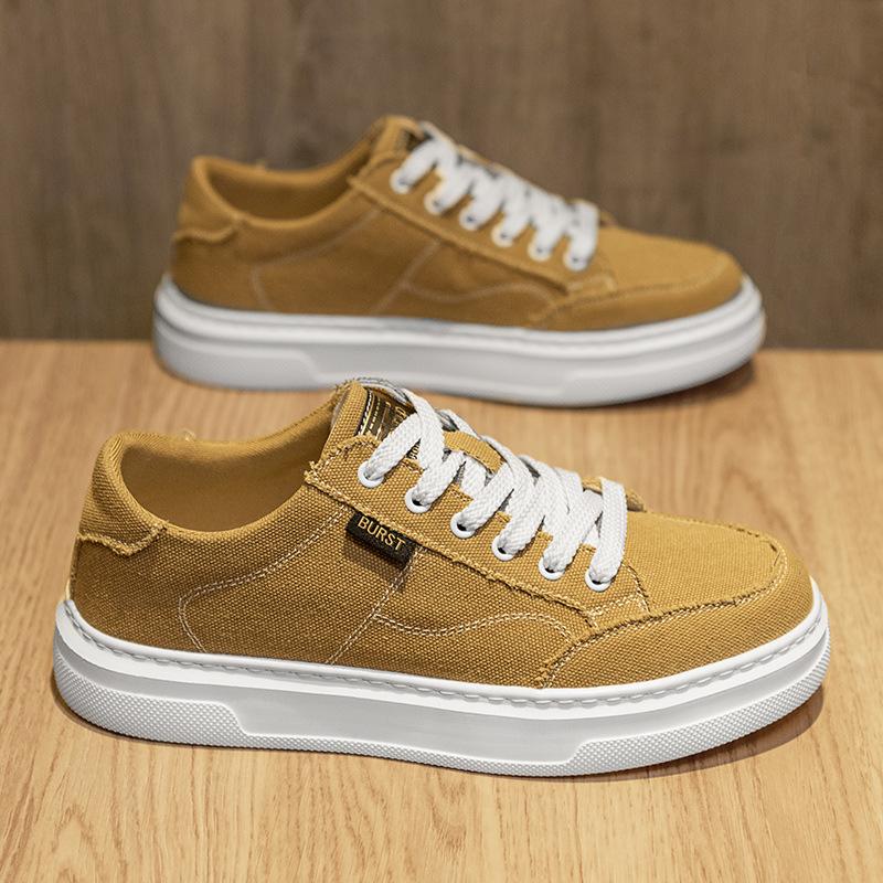 College Style Canvas Breathable Board Shoes Flat Bottom Low Top Lace-Up Sports Trendy Shoes Cold Sticky Men'S Shoes