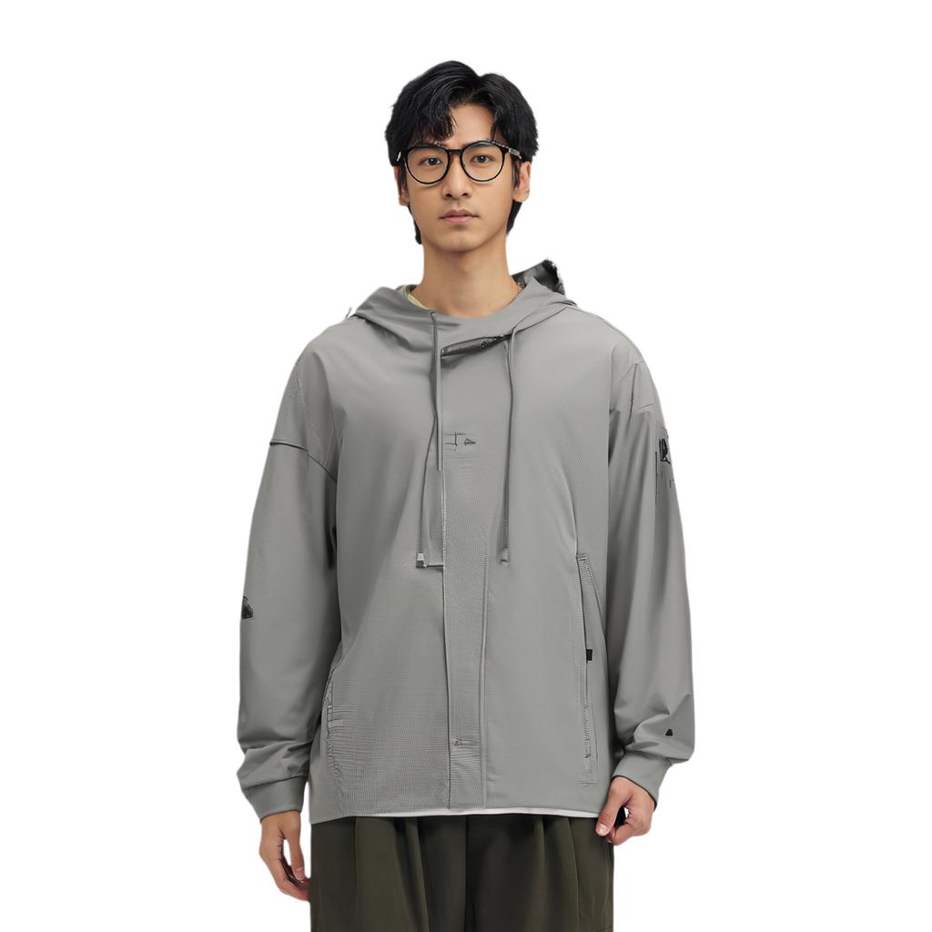 Li Ning X Jackie Chan Collaboration Kung Fu Series Solid Color Loose Fit Hoodie Men Hoodies Frost-Gray AWDU307-4