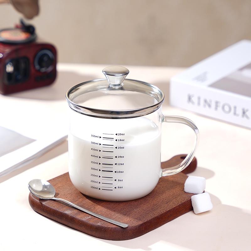Microwaveable Graduated Borosilicate Glass Milk & Water Cup for Women