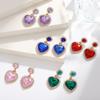 Heart Shape Alloy Earrings With Colorful Crystals For Women Spring Fashion