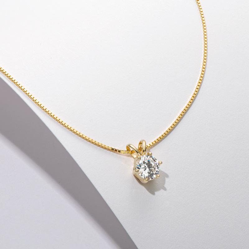 Classic 1ct Moissanite Necklace For Charm Women 1ct Diamond Pendant Silver 925 Jewelry Engagement Wedding Party Gifts