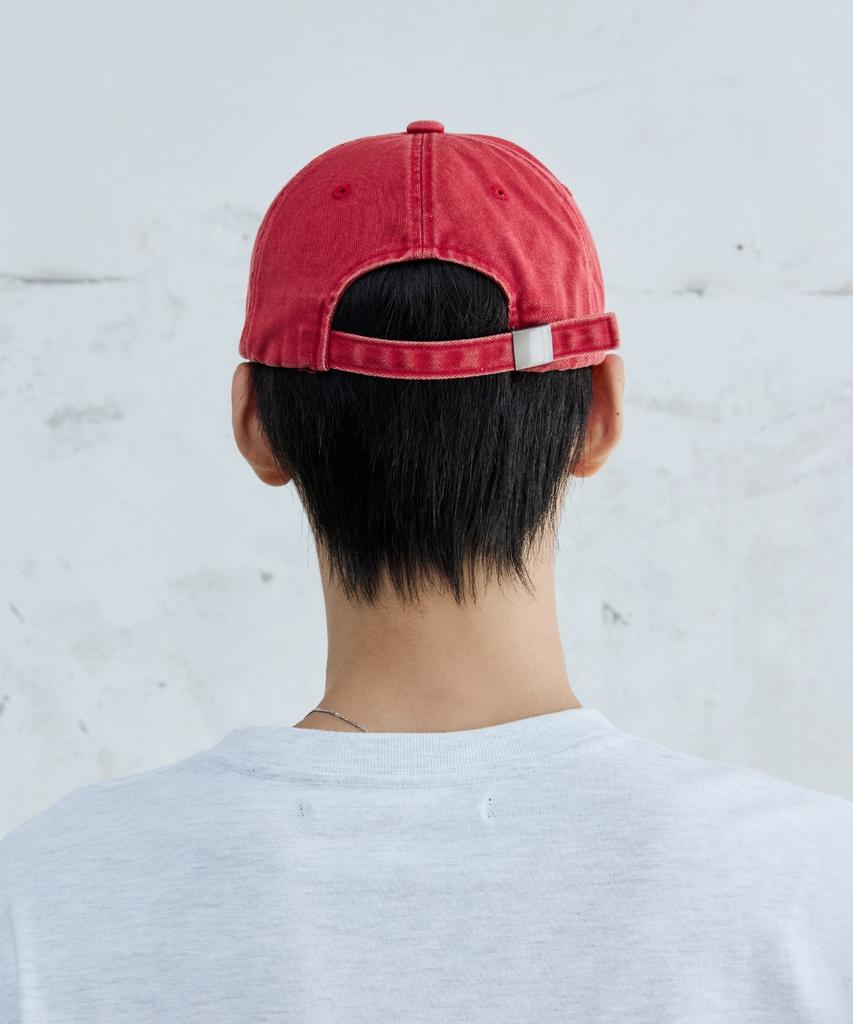 MAISON MINED Doodle Heart Vintage Washed Ball Cap Red