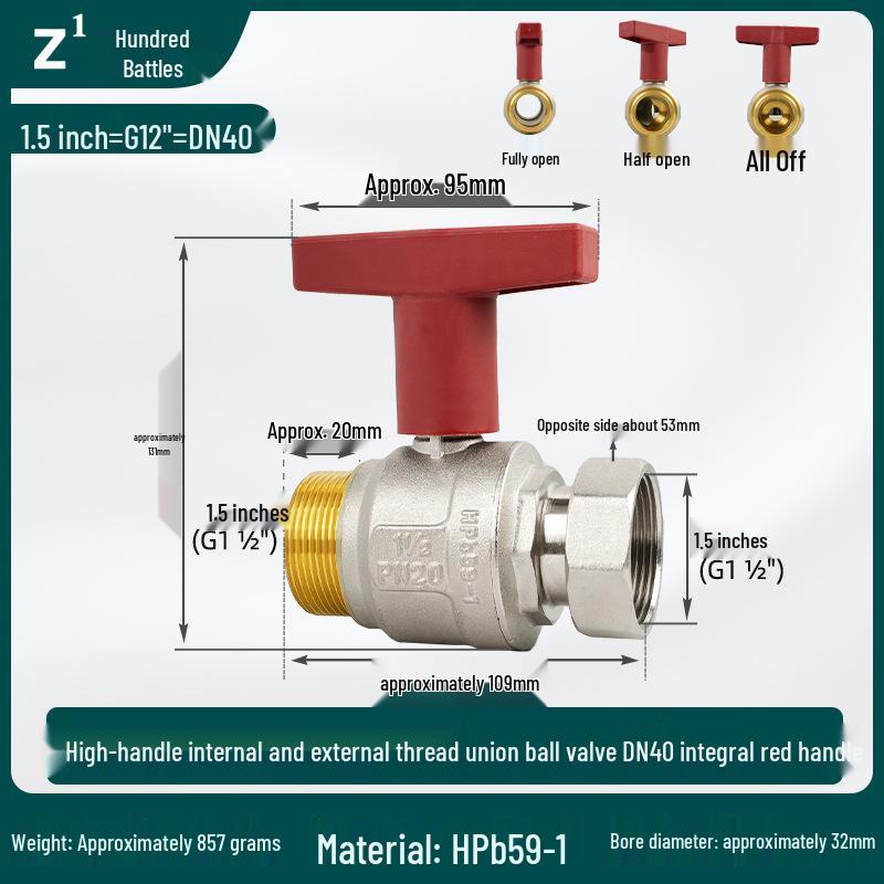 High-Flow Copper Ball Valve with Quick Connect for Fan Coil Units, Dual Thread Male and Female, 1-Inch and 3/4-Inch Options