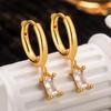 Elegant Geometric Zircon Rectangular Earrings - Minimalist Design for Women