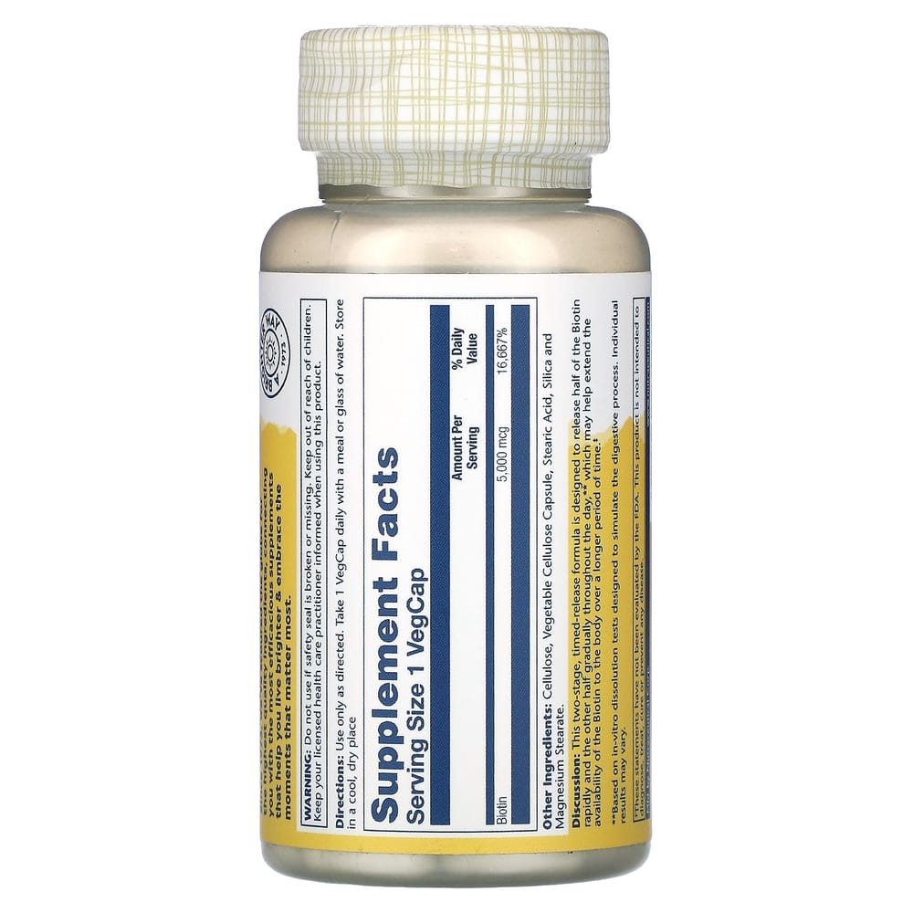 SOLARAY Biotin 5000mcg Veg Capsules, 60 Count